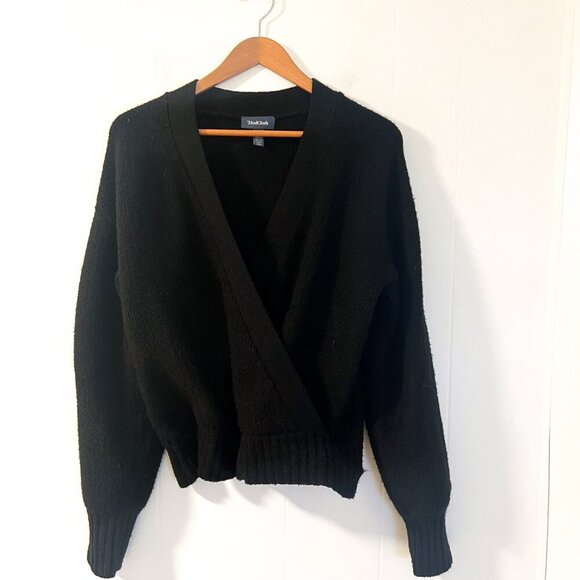 MODCLOTH Sulty Sophisticated Surplice Sweater Faux Wrap Knit Pullover V-Neck S - Picture 3 of 8